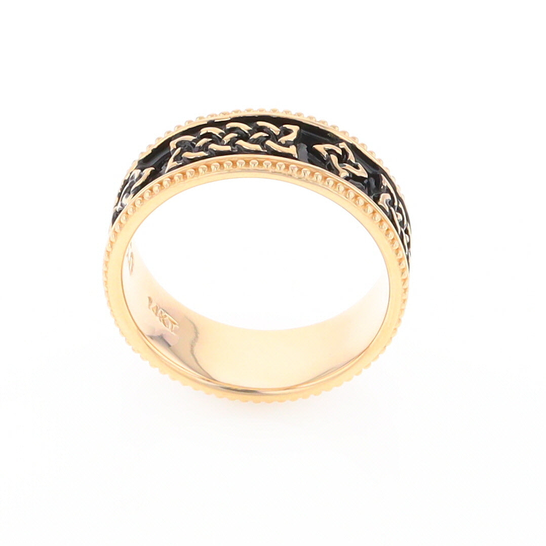 Celtic Knot Black and Gold Wedding Band