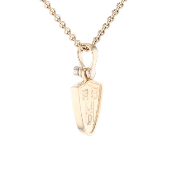 Gold Quartz Pendant Shield Shape Inlaid Pendant with .02ct Diamond