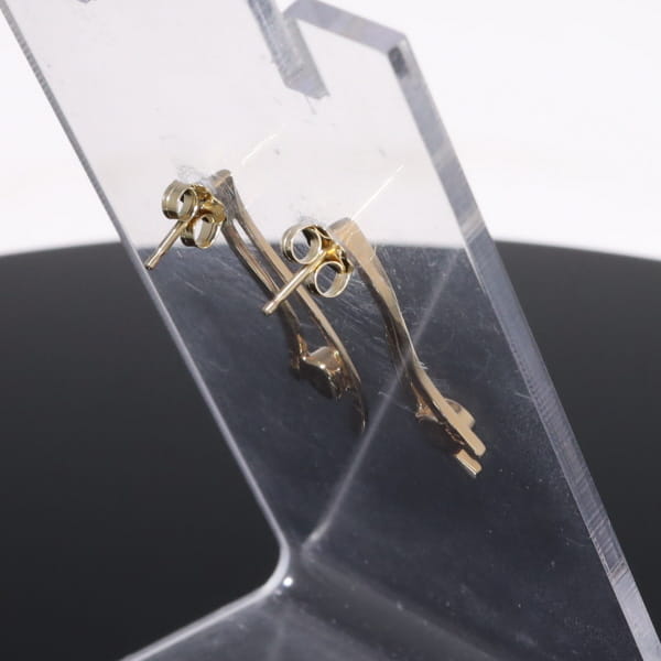 Opal Earrings Round Inlaid Double Curved Bar Design Studs