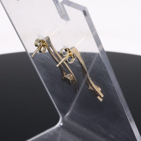 Opal Earrings Round Inlaid Double Curved Bar Design Studs