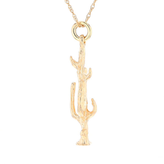 Gold Saguaro Cactus Figure Pendant