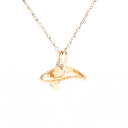 Gold Quartz Necklace Orca Killer Whale Inlaid Sea Life Pendant