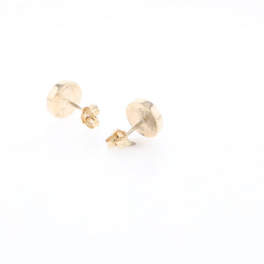 Gold Quartz Earrings 9mm Round Inlaid Studs - G2