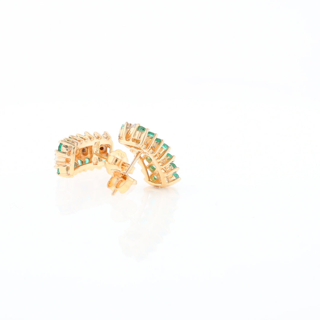 Three-Row Drop Emerald and Diamond Earrings