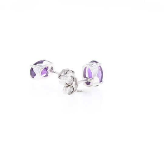 Oval Amethyst Stud Earrings