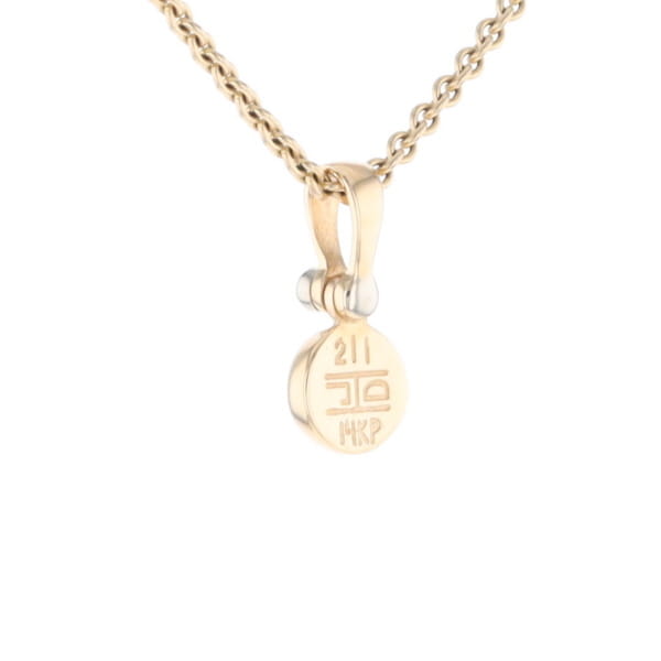 Gold Quartz Necklace Round Inlaid Pendant with .02ct Round Diamond