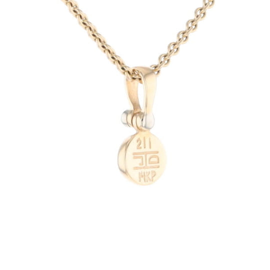 Gold Quartz Necklace Round Inlaid Pendant with .02ct Round Diamond