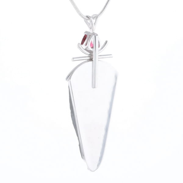 Druzy Quartz & Pink Trillion Tourmaline Necklace