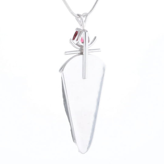 Druzy Quartz & Pink Trillion Tourmaline Necklace