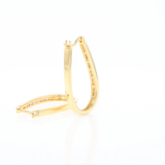 U-Shaped Channel Set Diamond Hoop Earrings