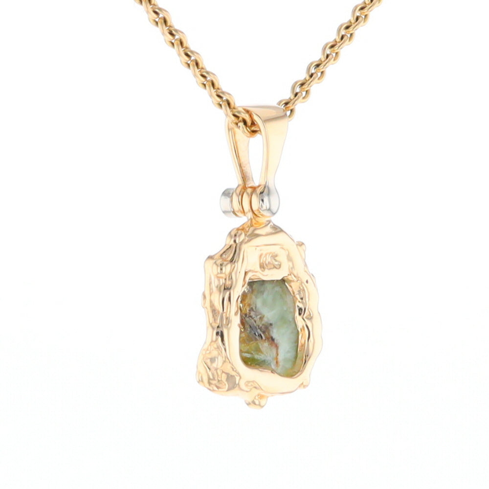 Serpentine & Gold Quartz Freeform Pendant