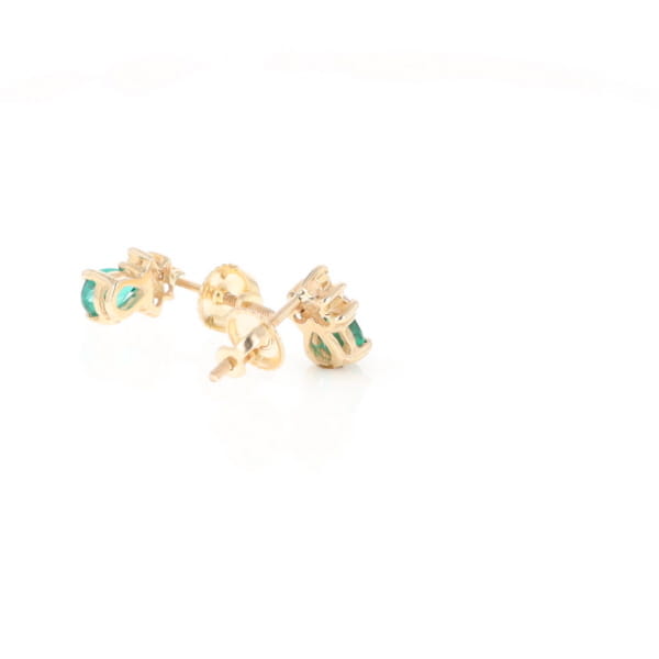 Synthetic Emerald Pear Shaped Earrings with Diamond Accents