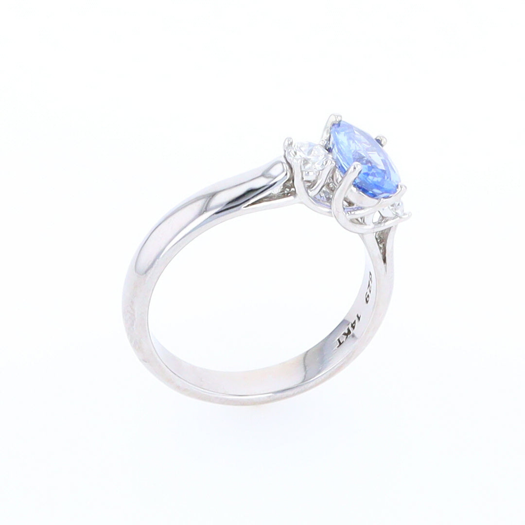 Ceylon Sapphire Three-Stone Trellis Ring