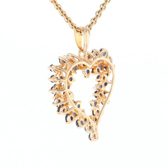 Bursting Sapphire Open Heart Pendant