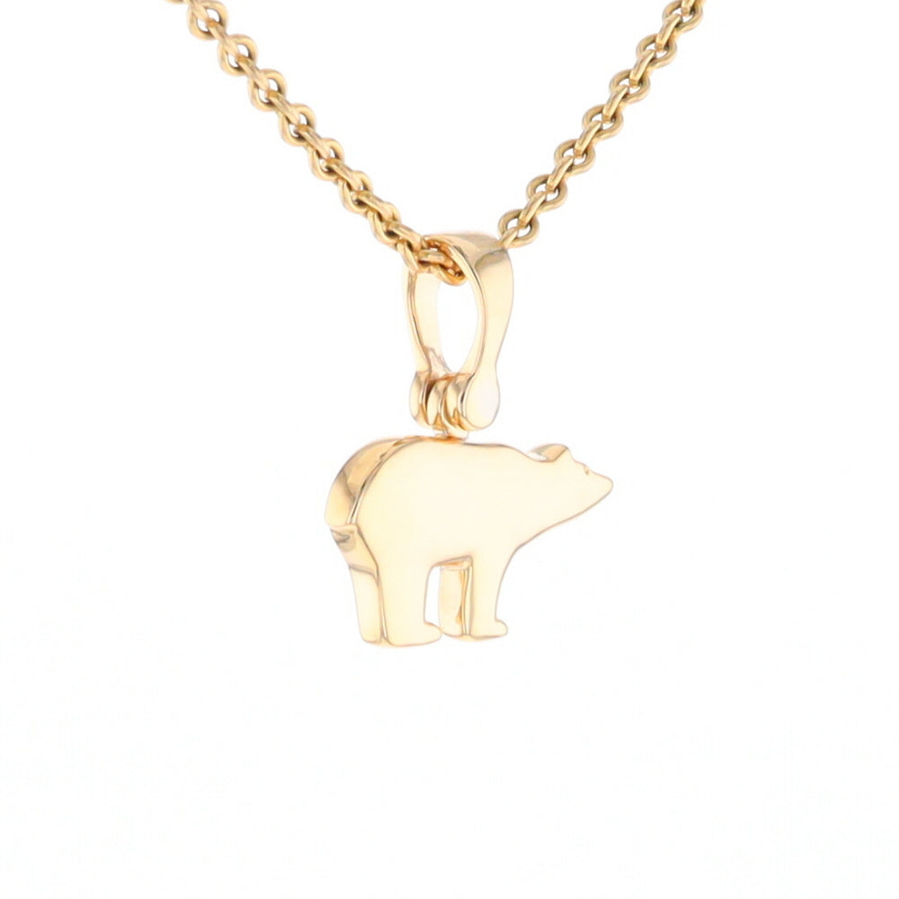 Gold Quartz Inlaid Polar Bear Pendant