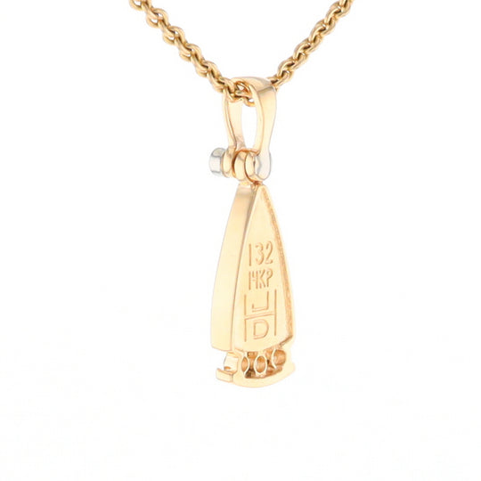 Gold Quartz Triangle Inlaid Pendant with 0.08ctw Diamonds - G2