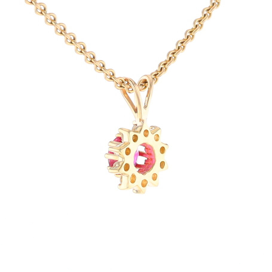 Ruby Pendant with Diamond Halo