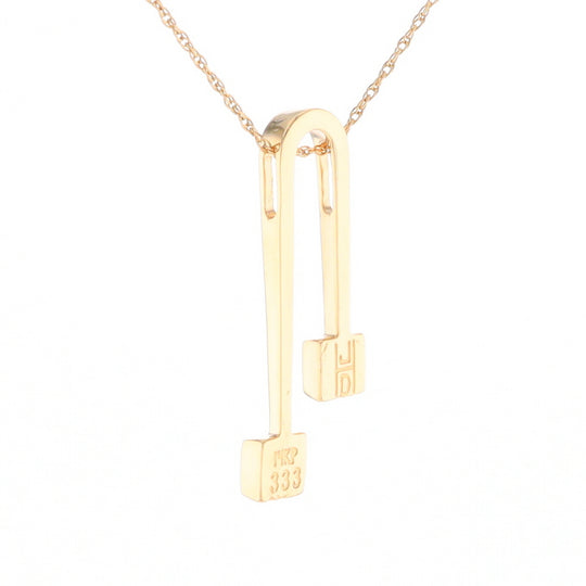 Gold Quartz 2 Square Curved Bar Pendant