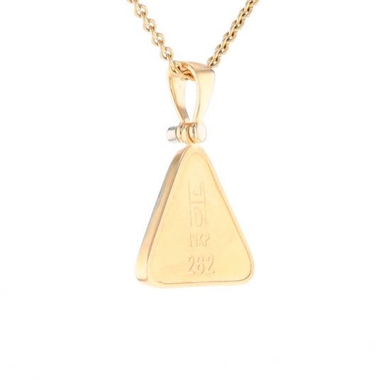 Gold Quartz Necklace Triangle Inlaid Pendant with .02ct Diamond