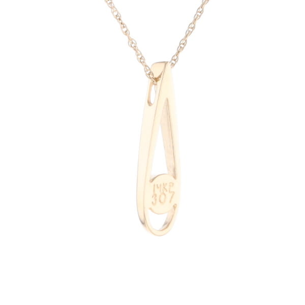 Open Teardrop Round Gold Quartz Inlaid Pendant