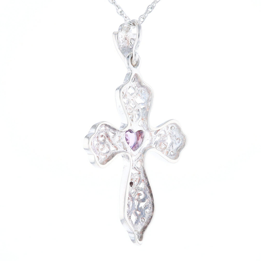 Heart Amethyst Cross Pendant