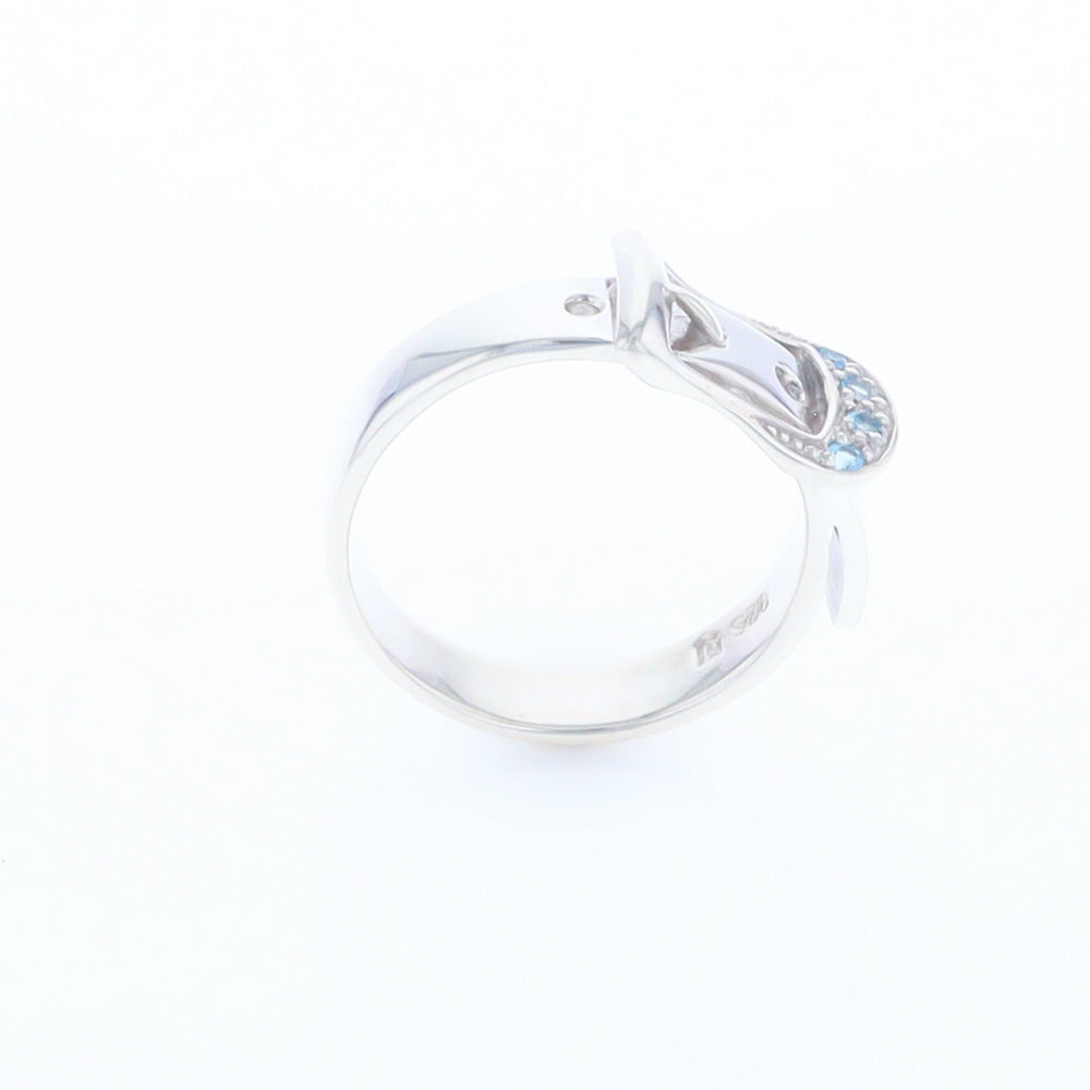 Silver Blue Topaz Belt Ring