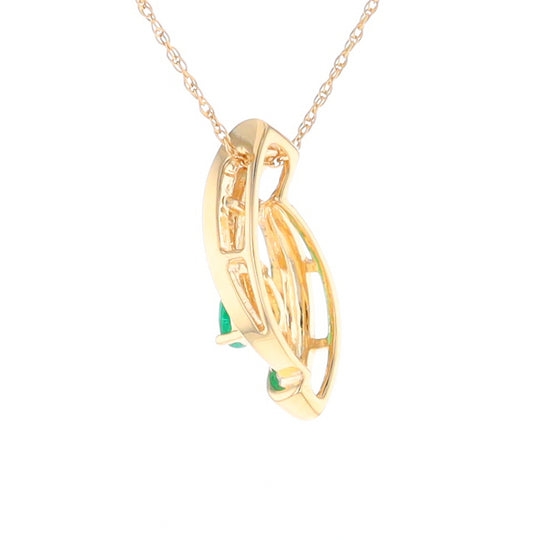 Pear Shaped Emerald Ribbon Pendant