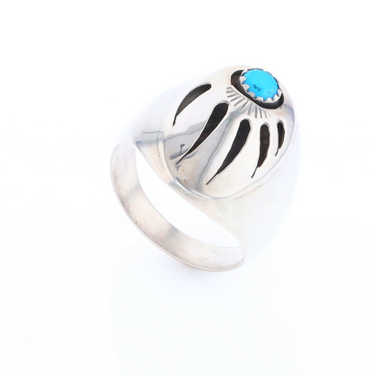 Mens Native Turquoise Bear Claw Ring