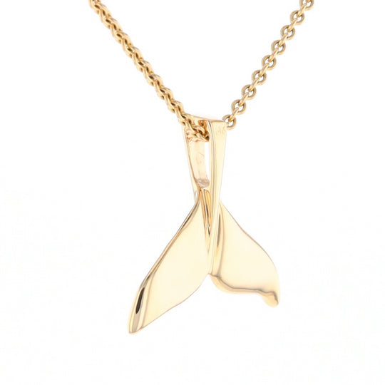 Whale Tail Necklaces Single Sided Gold Quartz Inlaid Sea life Pendant