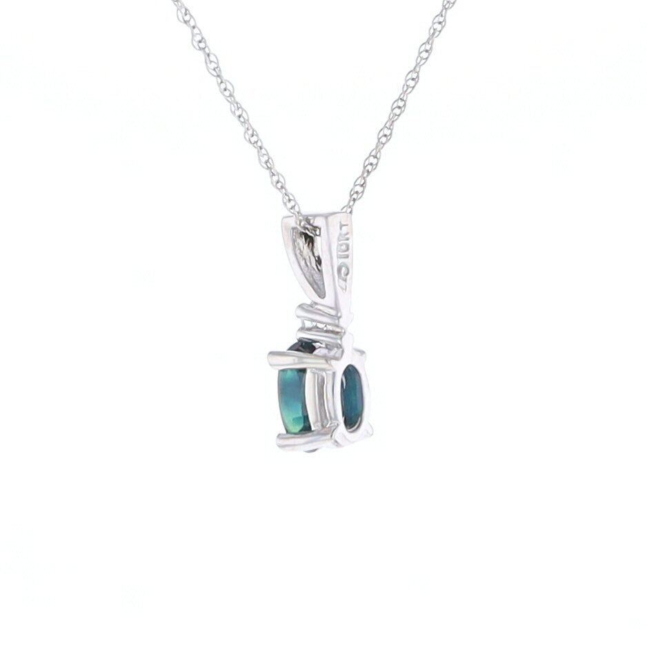 White Gold Sapphire & Diamond Pendant