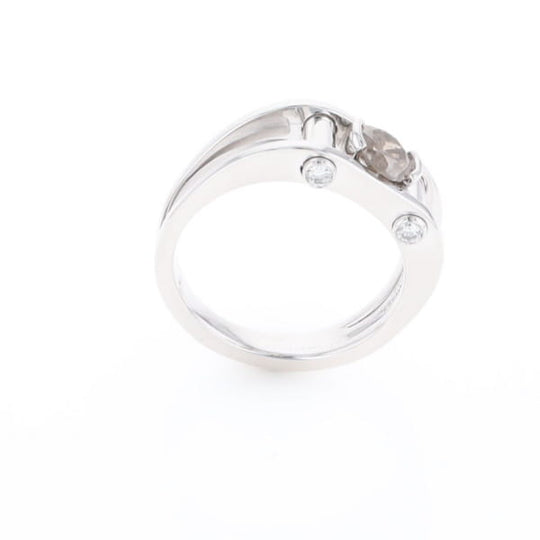 Men's Contemporary White Gold Industrial Brown Diamond Ring