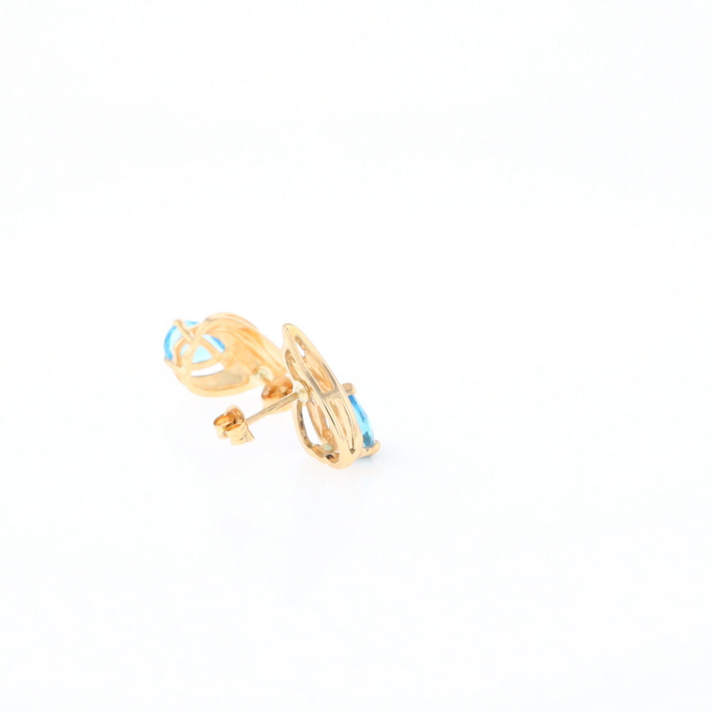 Blue Topaz Swirl Pear Stud Earrings