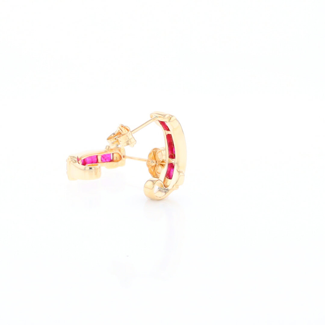 Channel Ruby Semi-Hoop Earrings