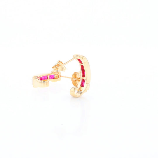 Channel Ruby Semi-Hoop Earrings