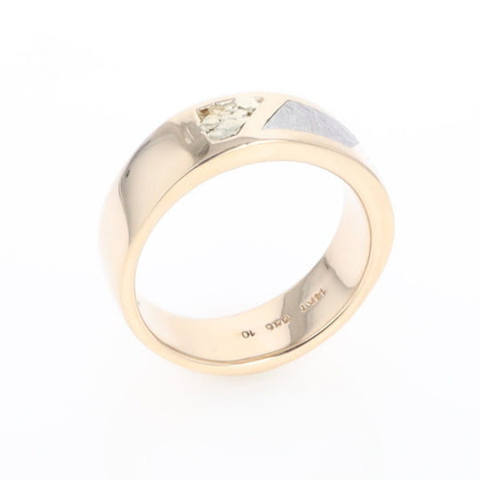 Meteorite Ring, Center Inlaid & Natural Nugget Sides