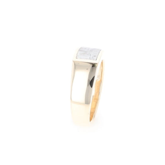 Rectangle Meteorite Inlaid Ring