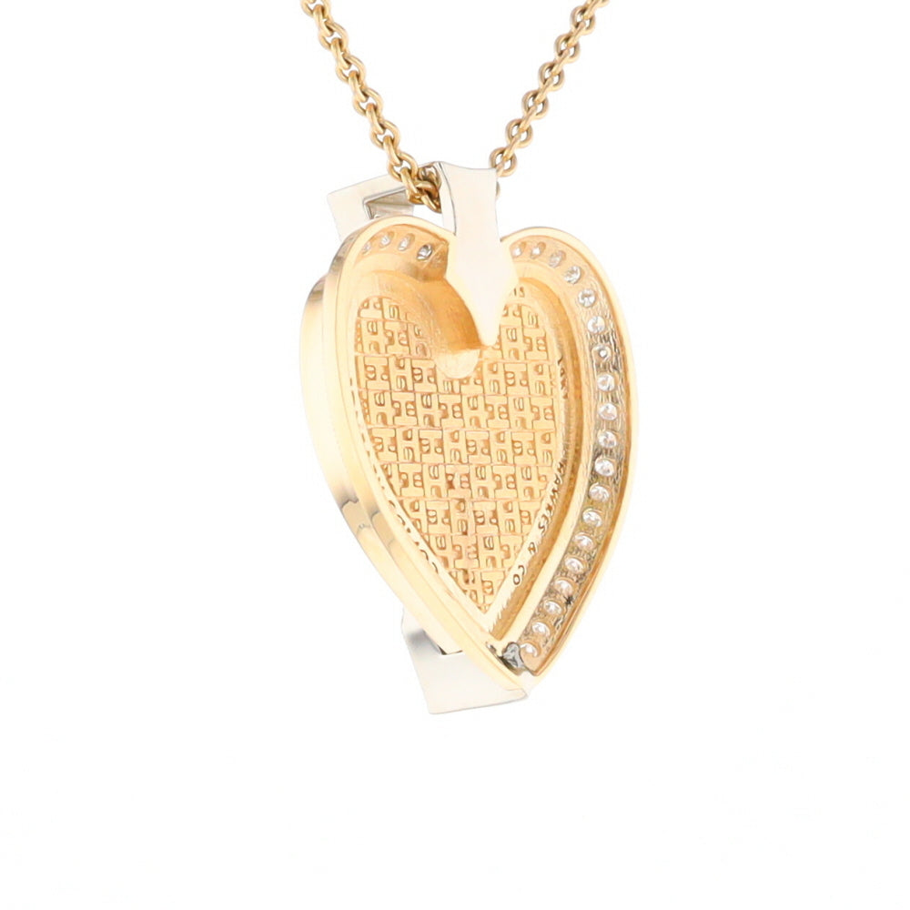 Gold Quartz Necklace Cupid's Revenge .93ctw Diamonds Heart Pendant G2