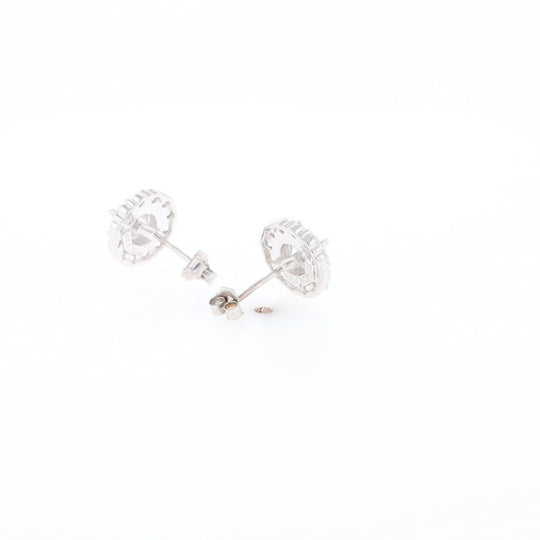 Cubic Zirconia Halo Stud Earrings