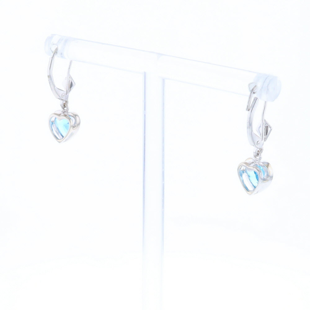 Blue Topaz Diamond Dangle Heart Earrings