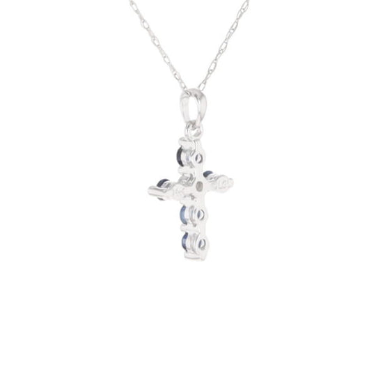 Small Blue Sapphire Cross Pendant