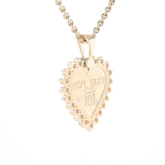 Gold Quartz Heart Shape Inlaid .55Ctw Diamond Pendant