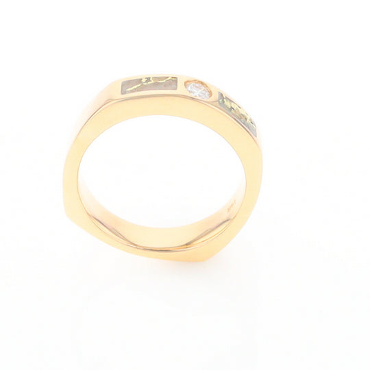 Gold Quartz Ring Double Sided Inlaid Design with .10ct Round Diamond G2