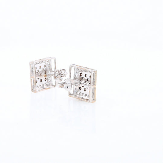 Square White & Chocolate Diamond Earrings