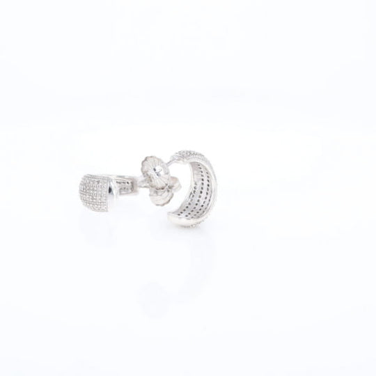 Diamond Half Hoop Stud Earrings