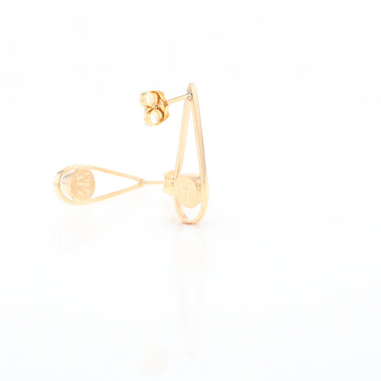 Gold Quartz Round Inlaid Teardrop Earrings - G2