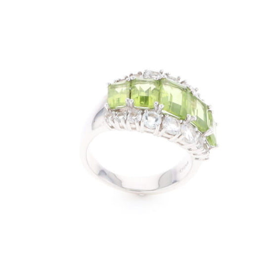 Peridot and CZ Cocktail Ring