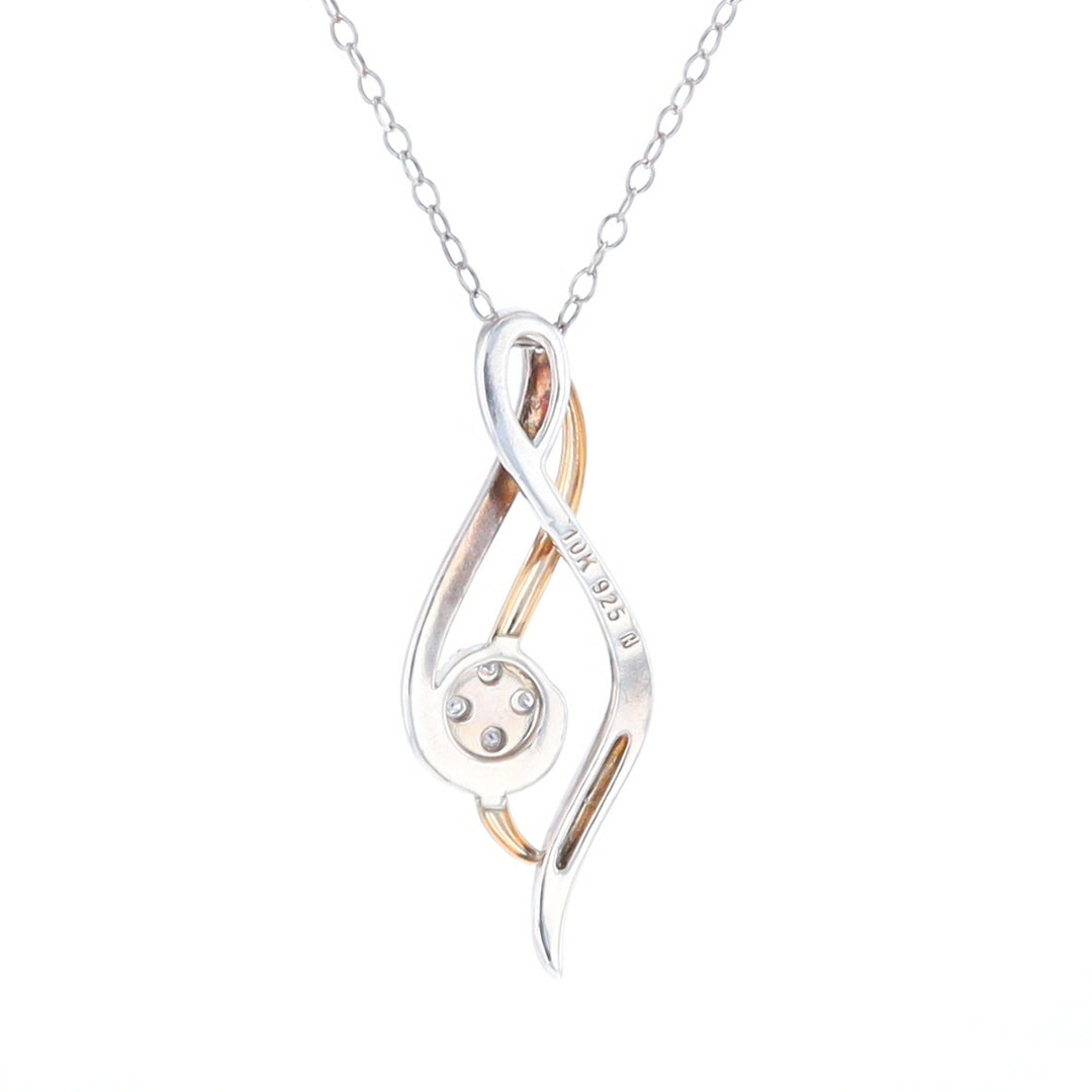 Sterling Silver and 10K Gold Diamond Infinity Swirl Necklace