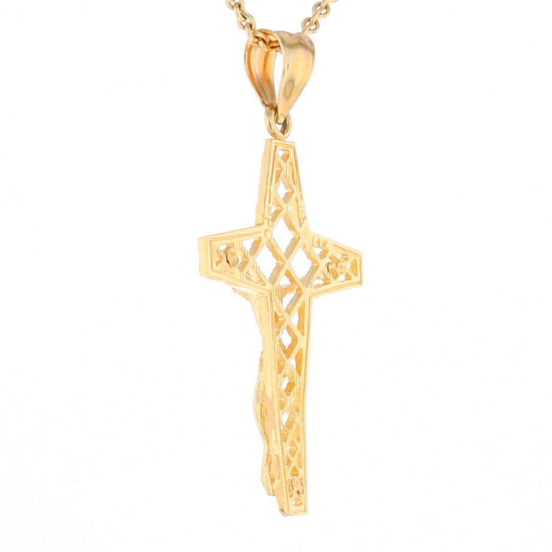 Gold Mesh Crucifix Pendant