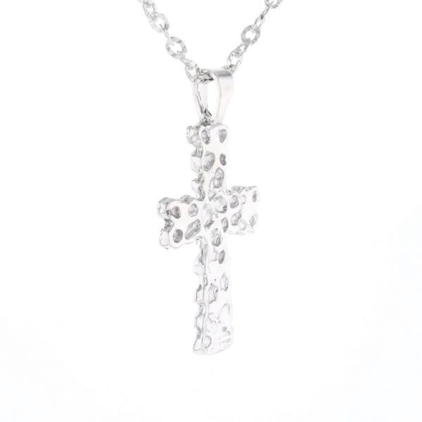 Sterling Silver Nugget Pattered Cross Necklace