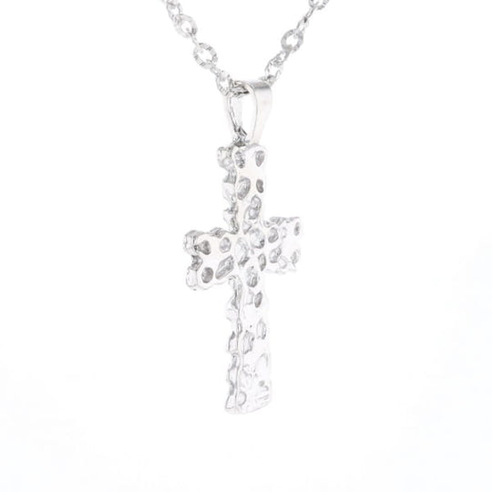 Sterling Silver Nugget Pattered Cross Necklace